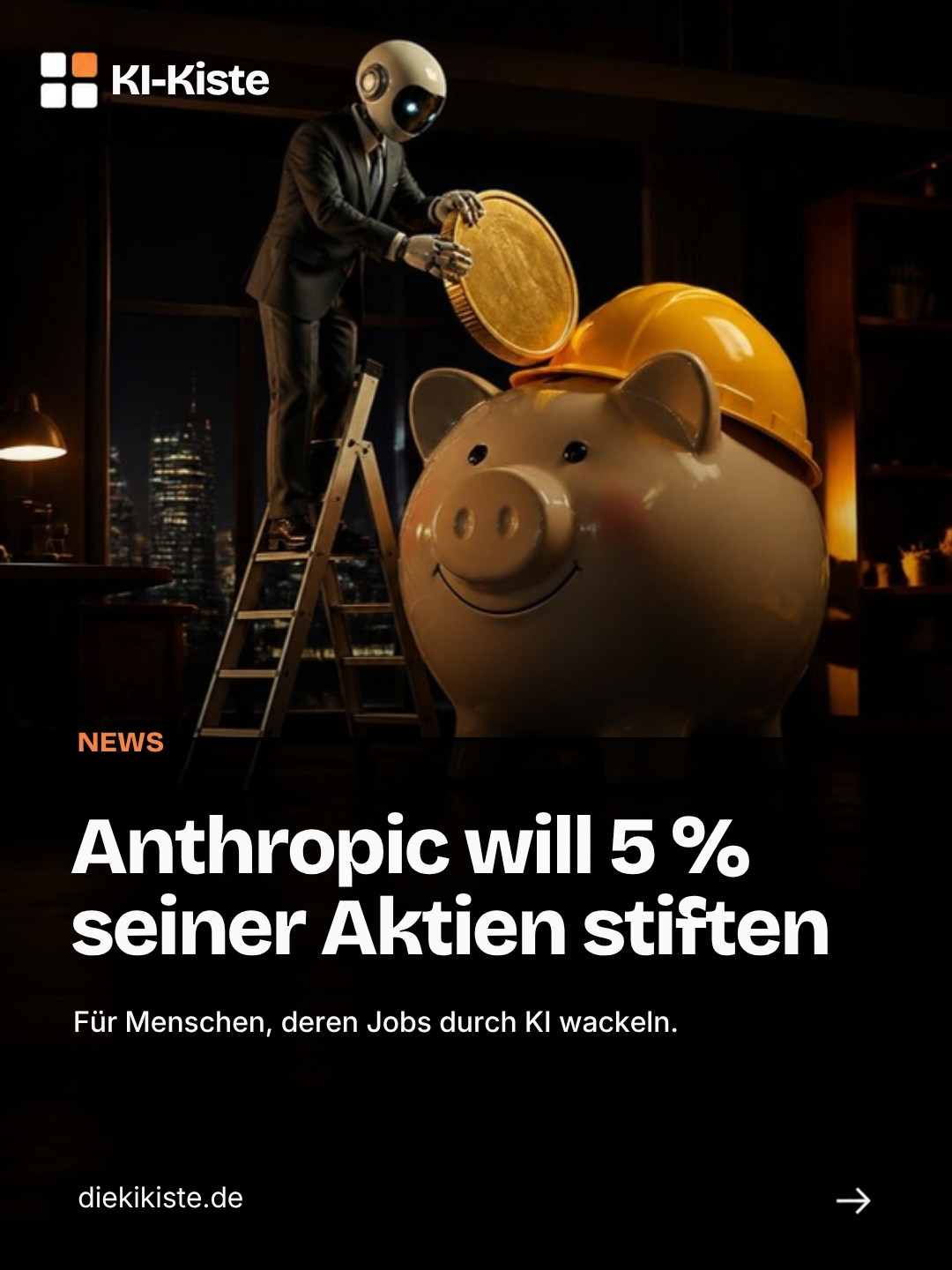 Titelfolie: Anthropic will 5 % seiner Aktien stiften