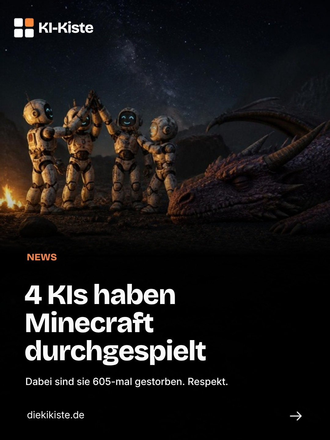 Titelfolie: 4 KIs haben Minecraft durchgespielt