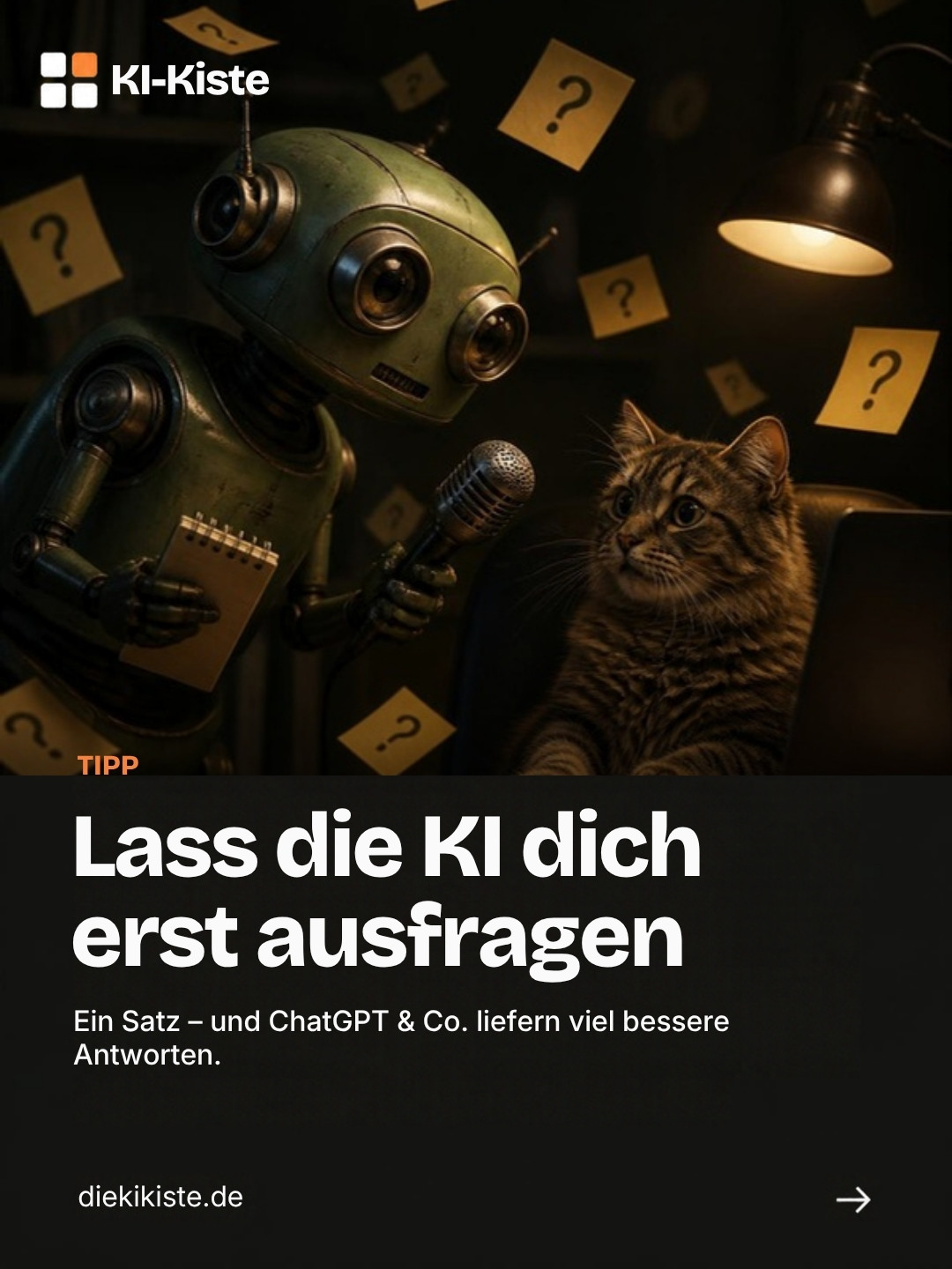 Titelfolie: Lass die KI dich erst ausfragen