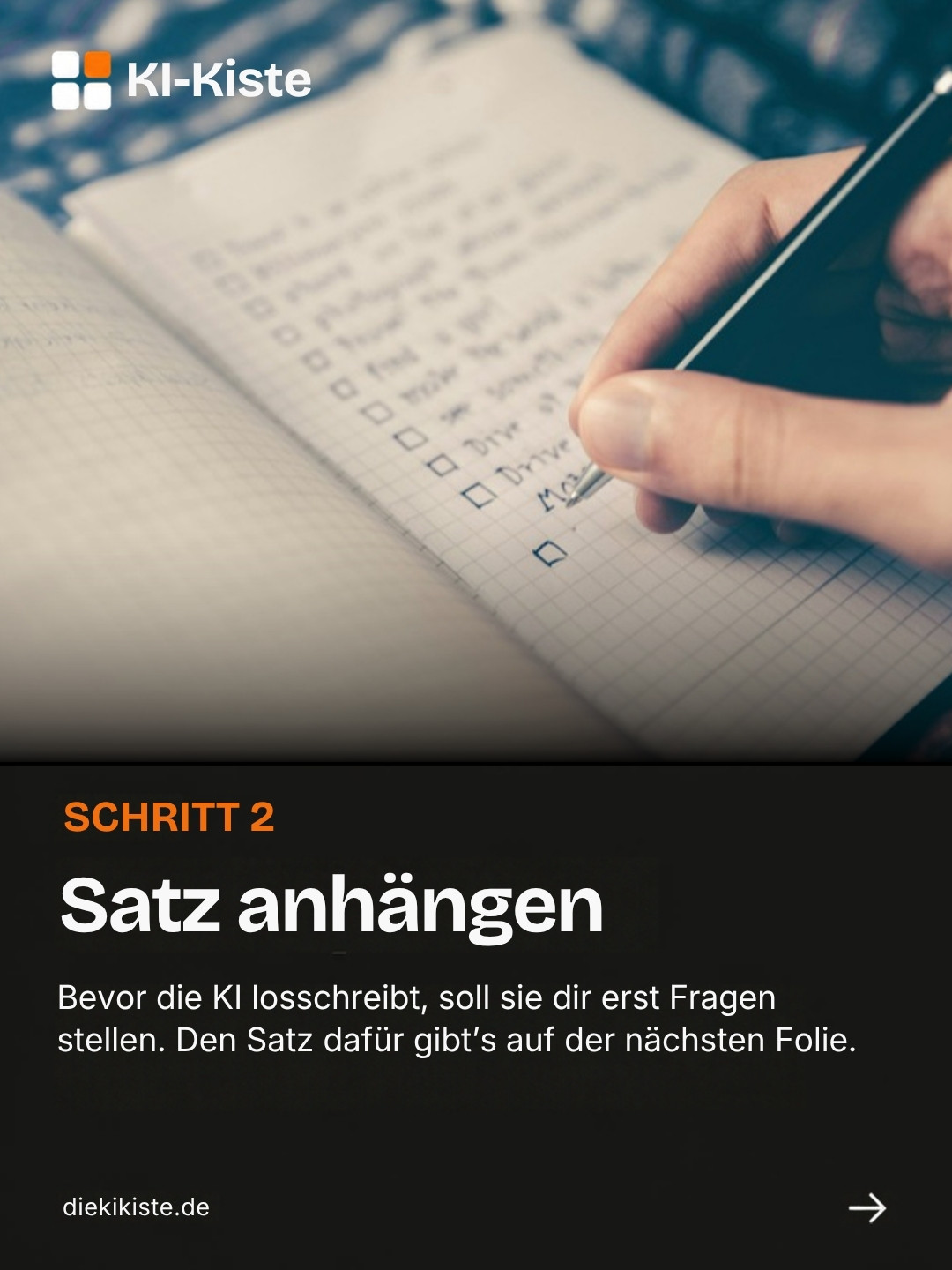 Schritt 2: Satz anhängen